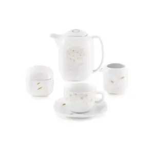 سرویس 17 پارچه چای خوری کواترو طرح گلدن لوتوس