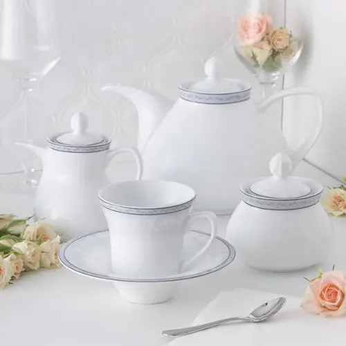 سرویس با کیفیت 18 پارچه چای خوری شهرزاد طرح وایت رز