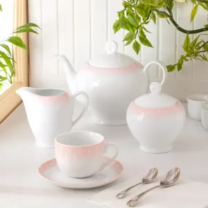 سرویس 17 پارچه چای خوری ایتالیا اف طرح ساکورا صورتی با بهترین کیفیت