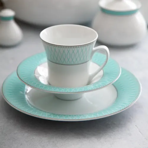 خرید سرویس چینی 108 پارچه کامل شهرزاد چینی زرین ژانتی فیروزه ای