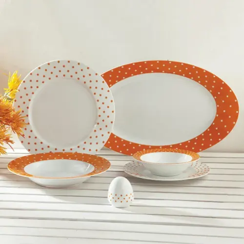 سرویس اسپاتی نارنجی چینی زرین قالب ایتالیا اف