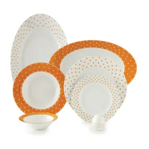 بهترین قیمت سرویس اسپاتی نارنجی چینی زرین ایتالیا اف 6 نفره