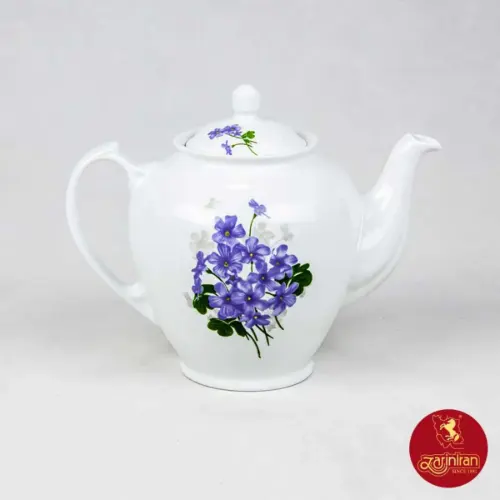 قوری چای هیئتی چینی زرین طرح یاس بنفش