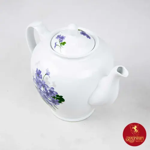 قوری چای هیئتی چینی زرین طرح یاس بنفش