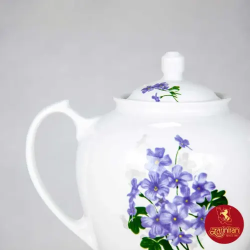 قوری چای هیئتی چینی زرین طرح یاس بنفش