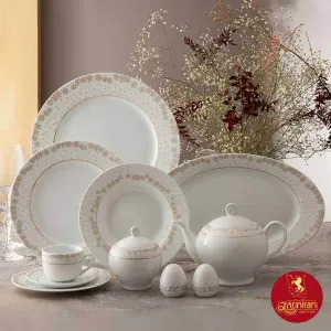 سرویس غذاخوری چینی زرین ایتالیا اف برایدال طلایی 12 نفره