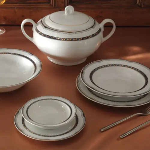 خرید سرویس غذاخوری ایتالیا اف چینی زرین پرشیا سرمه ای