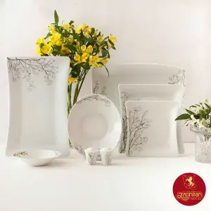 سرویس غذاخوری چینی زرین وینچی طرح رسپینا 6 نفره