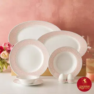 سرویس غذاخوری چینی زرین ایتالیا طرح کلارا گلبهی 6 نفره