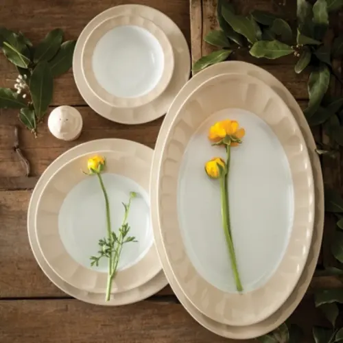 دیس چینی زرین 6 نفره غذاخوری نئوکلاسیک پاستل کرم