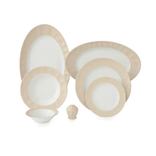 اقلام خرید چینی زرین 6 نفره غذاخوری نئوکلاسیک پاستل کرم