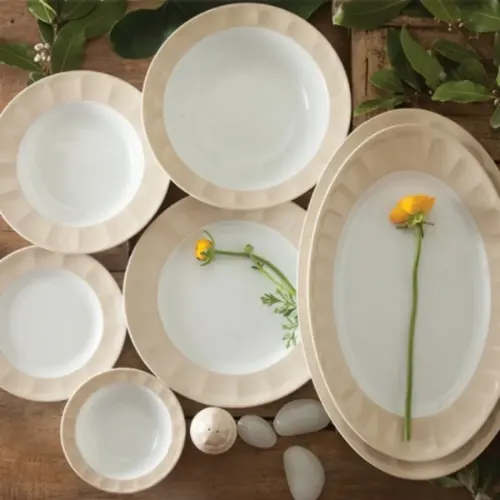 خرید چینی زرین 6 نفره غذاخوری نئوکلاسیک پاستل کرم