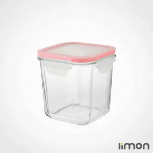 ظرف شیشه ای مربع دربدار 860 میلی لیتری لیمون