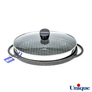 تابه گریل چدنی یونیک بیضی درب دار UN-6011