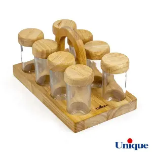 ست ادویه چوبی رومیزی یونیک 8 تایی UN-1506