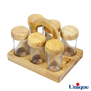 ظرف ادویه چوبی یونیک یک طبقه 6 تایی UN-1504