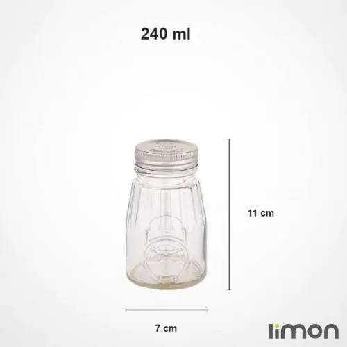 جا ادویه شیشه ای درب فلزی 240 میلی لیتر لیمون