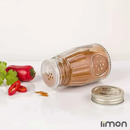 جا ادویه شیشه ای درب فلزی 240 میلی لیتر لیمون