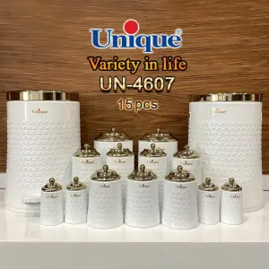 سرویس آشپزخانه 15 پارچه یونیک سفید درب طلایی گلکسی UN-4607