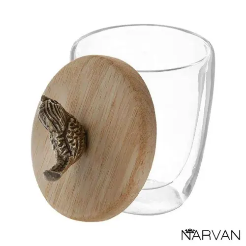 ست ادویه چوبی چهارخانه گل دار نارون R2714