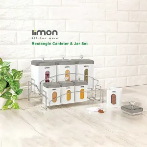 ست جای حبوبات و ادویه 7 پارچه شفاف لیمون