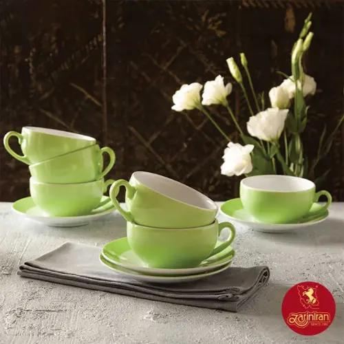 چینی-زرین-فنجان-ونعلبکی-کاپوچینو،-لاته-پسته
