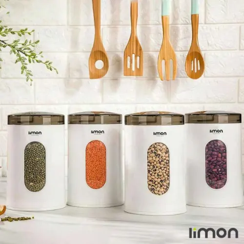 جای حبوبات گرد شفاف لیمون