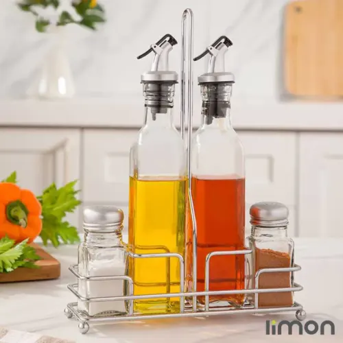 ست ظرف آبلیمو و نمک پاش مستطیل لیمون