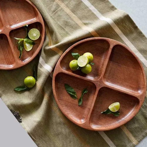 اردورخوری چوبی گرد چهار خانه تیریتی کوچک B2124