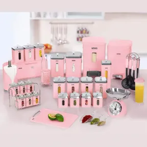 سرویس آشپزخانه چهارگوش 37 پارچه صورتی