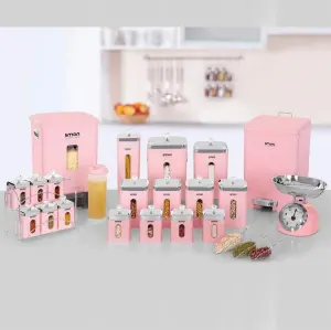 سرویس آشپزخانه چهارگوش 22 پارچه صورتی