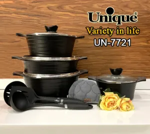 سرویس قابلمه یونیک11 پارچه گرانیتی مدل لاین رنگ مشکی