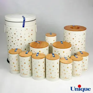 خرید سرویس 12 پارچه آشپزخانه فانتزی یونیک توپی درب بامبو UN-8013