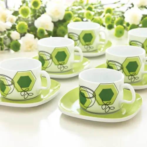 سرویس چینی 12 پارچه چای خوری هماکلاس چینی زرین گرین تی