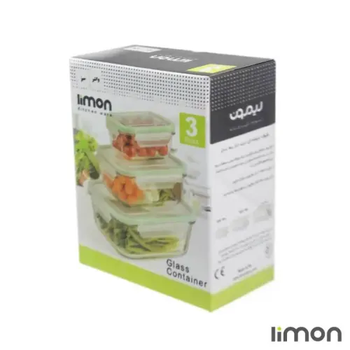 جعبه ست ظرف شیشه ای مستطیل لیمون 1806