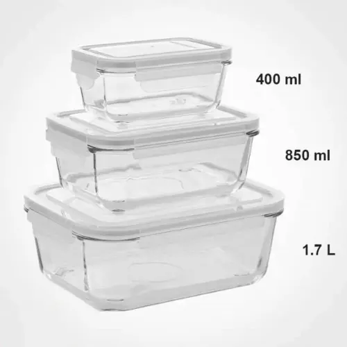 ابعاد ست ظرف شیشه ای مستطیل لیمون 1806