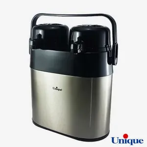 فلاسک دو قلو 1.3+1.3 لیتر استیل شیشه دار UN-9031