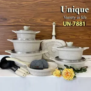 قیمت و خرید سرویس پخت و پز UN-7881 یونیک کلاسیک کرم گرانیتی 16 پارچه