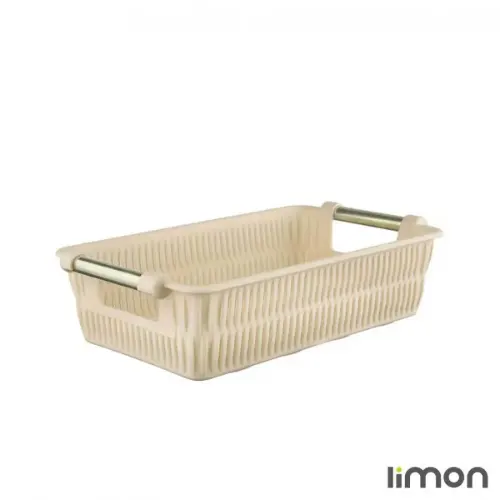 سبد طرح بامبو دسته استیل لیمون سایز 2