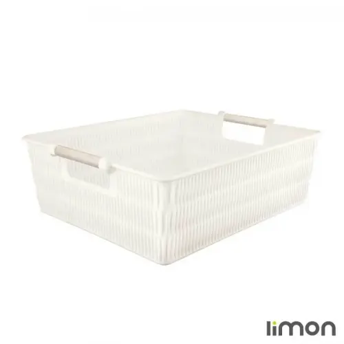 سبد طرح بامبو دسته استیل لیمون سایز 1