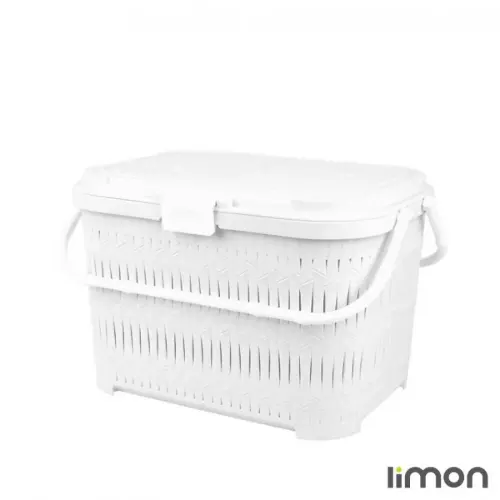 سبد پیک نیک درب دار کوتاه بامبو لیمون