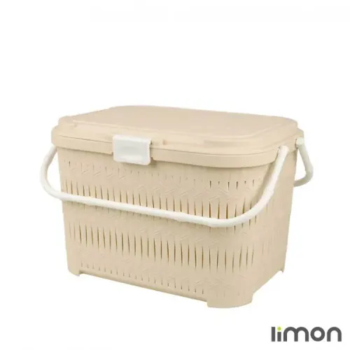 سبد پیک نیک درب دار کوتاه بامبو لیمون