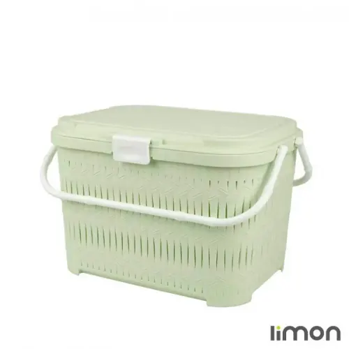 سبد پیک نیک درب دار کوتاه بامبو لیمون