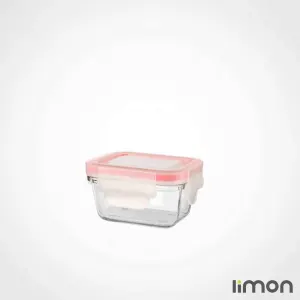 ظرف شیشه ای دربدار مستطیل دربدار 180 میلی لیتر لیمون