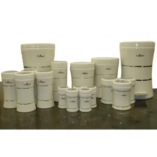 سرویس 18 پارچه کمر باریک خطی تمام سفید یونیک UN-4583