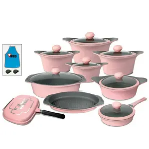 سرویس قابلمه صورتی گرانیتی 20 پارچه ام جی اس