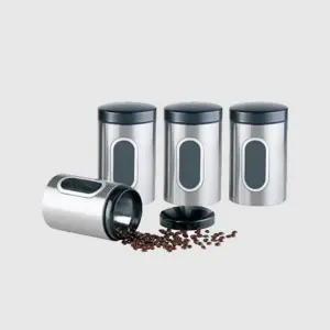 ظرف حبوبات 4 تایی پنجره دار استیل UN-6970