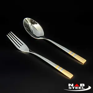ناب استیل سرویس قاشق چنگال فلورانس دورطلایی