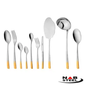 سرویس 128 پارچه ناب استیل مدل فلورانس با جعبه کادویی (دور طلایی)