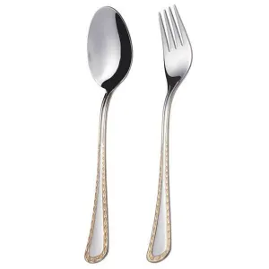 قاشق وچنگال غذا خوری ناب استیل برلین دور طلایی